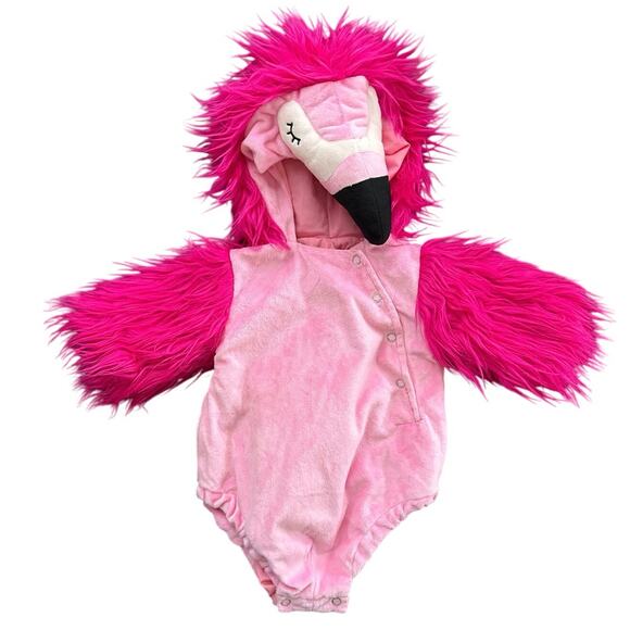 EUC Pottery Barn Kids Pink Plush Baby Flamingo 3D Halloween Costume 0-6 months - Picture 1 of 4